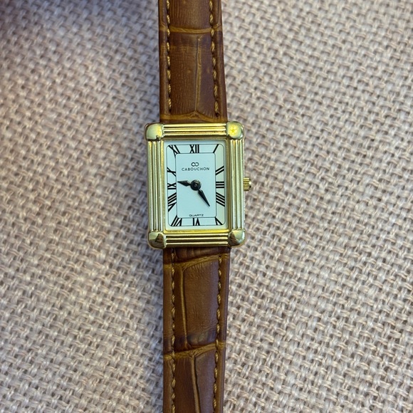 Vintage CABOUCHON Gold Tone Tank Watch - Collectors Item - Picture 8 of 9